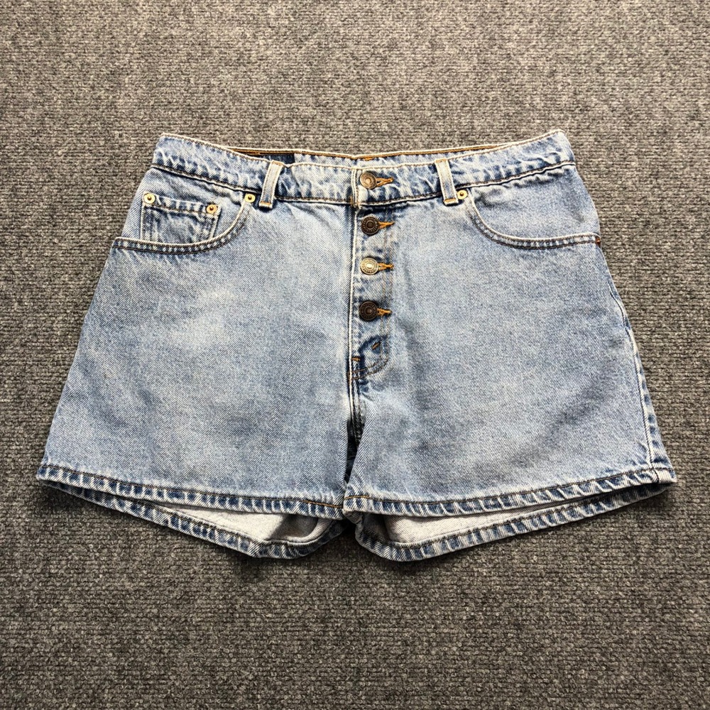 Vintage Levis 550 Light Wash Denim Shorts High Waist Button Fly Size 11 JR USA